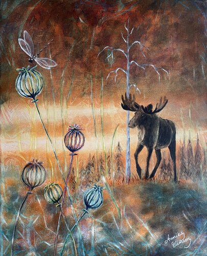 The big moose by Annika Eliasson, Painting for Sale on Singulart