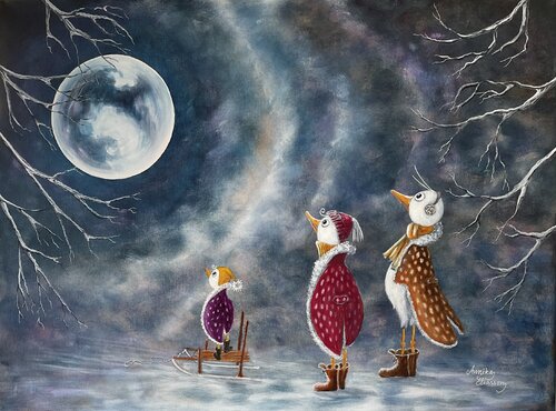 Winter moon van Annika Eliasson, Schilderij te koop op Singulart