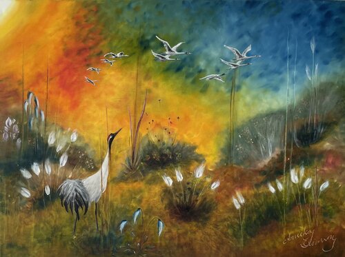 The last crane di Annika Eliasson, Pittura in vendita su Singulart