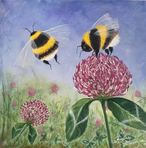 Diligent bumblebees von Annika Eliasson, Malerei kaufen auf Singulart