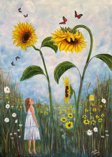 The sunflowergirl van Annika Eliasson, Schilderij te koop op Singulart