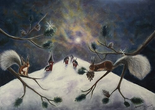 Under the Northern Lights by Annika Eliasson, Painting for Sale on Singulart