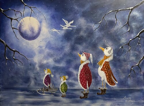 Winter Birds di Annika Eliasson, Pittura in vendita su Singulart