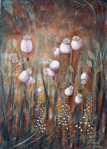Poppy seeds par Annika Eliasson, Peinture en vente sur Singulart