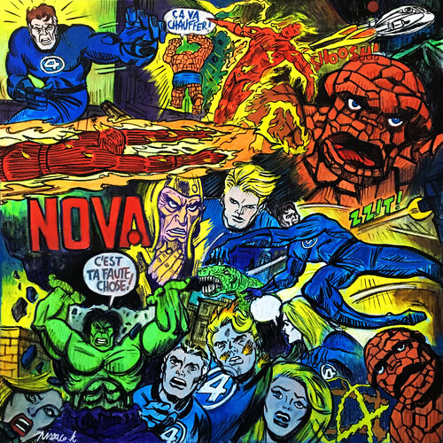 Les 4 fantastiques - the fantastic four by Gilles Pierre, 회화 for Sale on Singulart