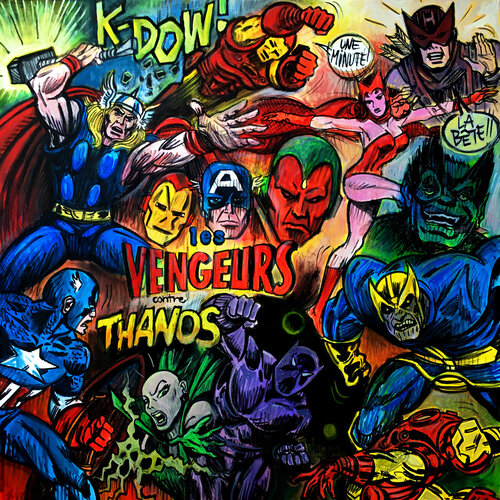 Les vengeurs - the avengers van Gilles Pierre, Schilderij te koop op Singulart