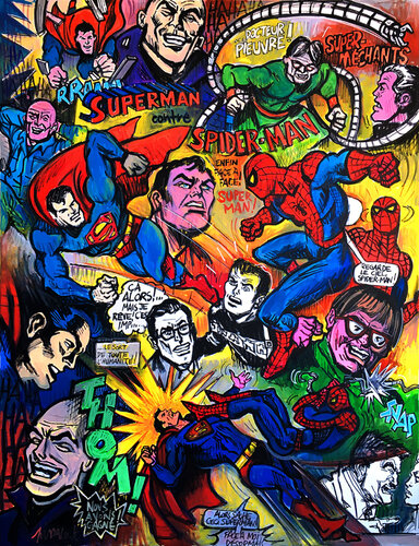Superman contre Spider-Man van Gilles Pierre, Schilderij te koop op Singulart