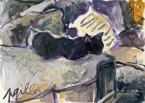 Chat qui dort van Gilles Pierre, Schilderij te koop op Singulart