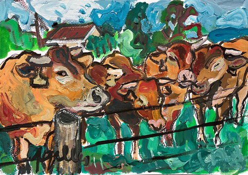 LES VACHES von Gilles Pierre, Malerei kaufen auf Singulart
