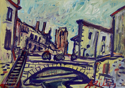 Le pont 2 von Gilles Pierre, Malerei kaufen auf Singulart