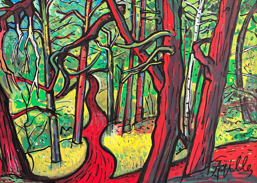 Le chemin rouge di Gilles Pierre, Pittura in vendita su Singulart