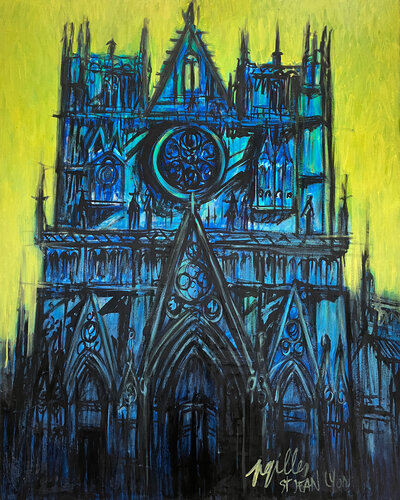 Cathédrale Saint Jean à Lyon by Gilles Pierre, 油畫 for Sale on Singulart