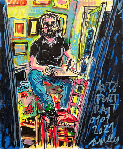 autoportrait 01 01 2021 de Gilles Pierre, Pintura a la venta en Singulart