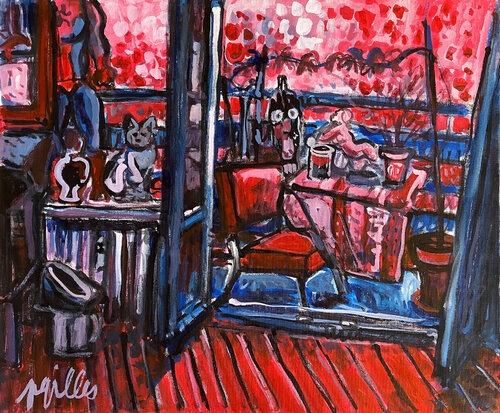 LE BALCON ROUGE by Gilles Pierre, Painting for Sale on Singulart