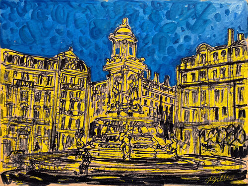 Place des Jacobins à Lyon de Gilles Pierre, Pintura a la venta en Singulart