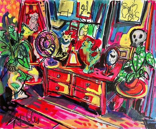 Intérieur à la tête de mort von Gilles Pierre, Malerei kaufen auf Singulart