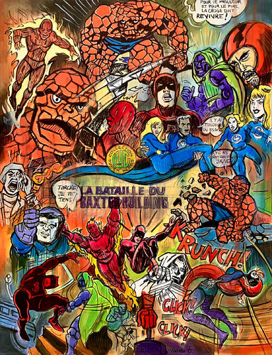 LA BATAILLE DU BAXTER BUILDING, une aventure des 4 fantastiques by Gilles Pierre, 회화 for Sale on Singulart