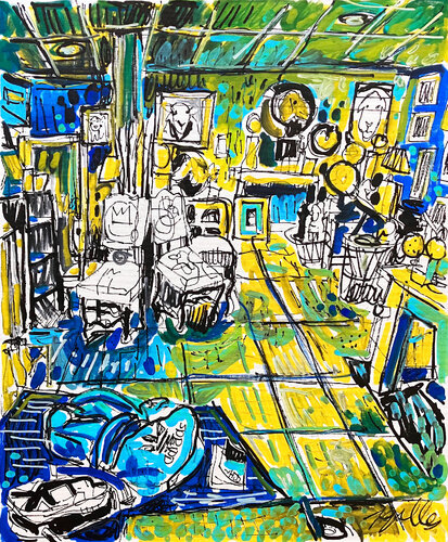 LA GALERIE JAUNE de Gilles Pierre, Pintura a la venta en Singulart