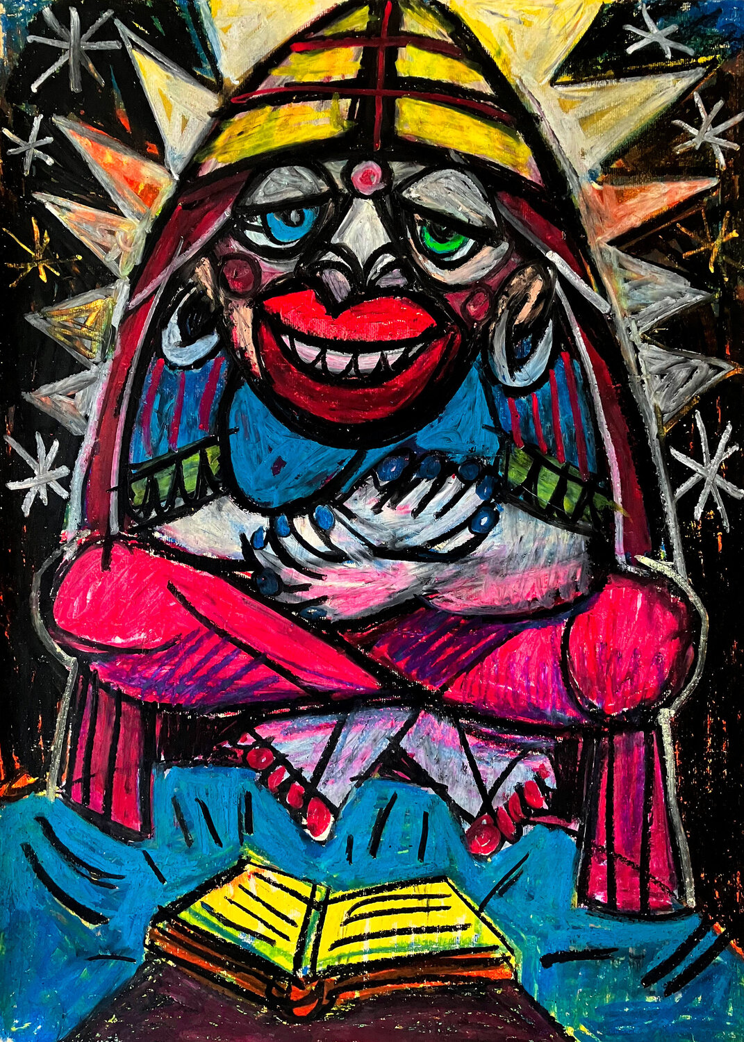 LA PAPESSE du Tarot de Saint-Etienne - ARCANE N°2 Gilles Pierre Werk auf Papier zu verkaufen