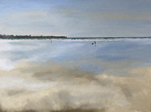 Promeneur au chien à marée basse di Bertrand De Saint Germain, Pittura in vendita su Singulart