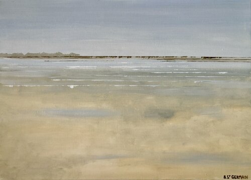 Plage normande, soleil et nuage di Bertrand De Saint Germain, Pittura in vendita su Singulart