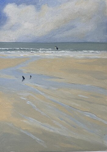 Pêcheur sur la plage d’Ault by Bertrand De Saint Germain, Painting for Sale on Singulart