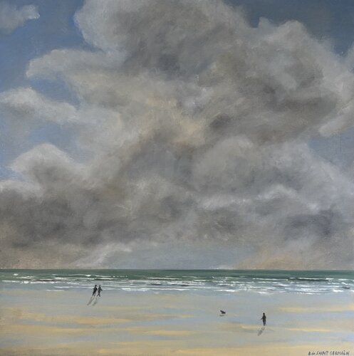 La marée basse, le nuage et les promeneurs by Bertrand De Saint Germain, Painting for Sale on Singulart