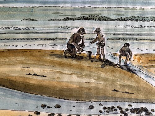 Jeu de plage, Île de Ré di Bertrand De Saint Germain, Opera su carta in vendita su Singulart