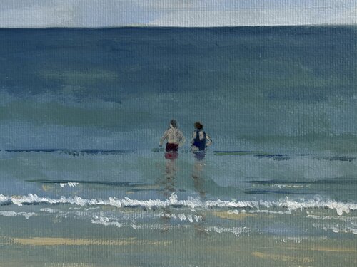 Un couple a la baignade di Bertrand De Saint Germain, Pittura in vendita su Singulart