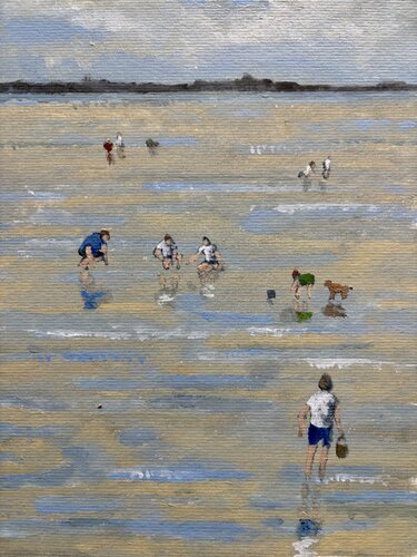 Pêcheurs de palourde, Île de Ré di Bertrand De Saint Germain, Pittura in vendita su Singulart