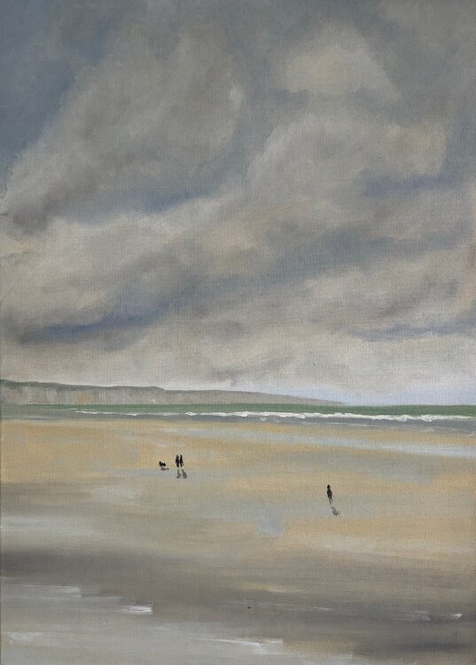 Promeneurs à marée basse en baie de Somme Bertrand De Saint Germain