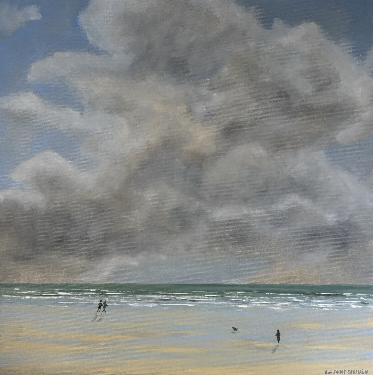 La marée basse, le nuage et les promeneurs Bertrand De Saint Germain Originalgemälde zu verkaufen