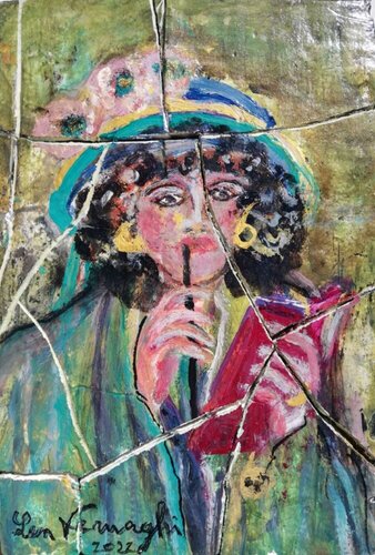 LA SCRITTRICE PENSANTE de Len Vernaghi, Pintura a la venta en Singulart