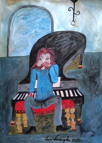 IL PIANISTA PENSOSO di Len Vernaghi, Opera su carta in vendita su Singulart