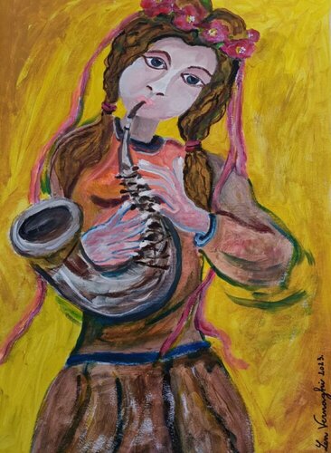 GIOVANE SAXOFONISTA van Len Vernaghi, Werk op papier te koop op Singulart