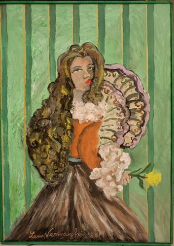 RAGAZZA CON VENTAGLIO di Len Vernaghi, Pittura in vendita su Singulart
