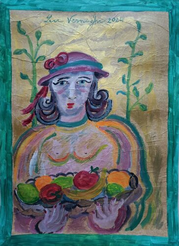 DONNA CON FRUTTA by Len Vernaghi, 종이 for Sale on Singulart