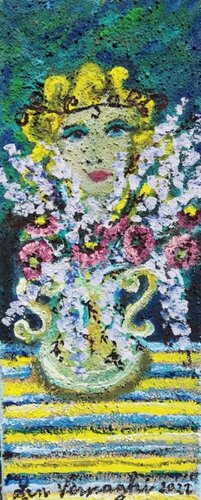 Donna con vaso di fiori von Len Vernaghi, Malerei kaufen auf Singulart