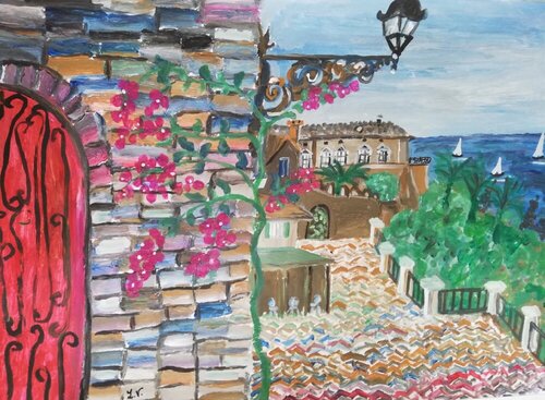 Loggia Amblingh fiorita (Vasto) di Len Vernaghi, Opera su carta in vendita su Singulart
