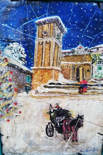 Christmas night at S. Maria in Petacciato (CB), Italy di Len Vernaghi, Pittura in vendita su Singulart