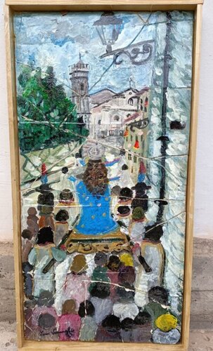 PROCESSIONE VERSO LA CATTEDRALE di Len Vernaghi, Pittura in vendita su Singulart