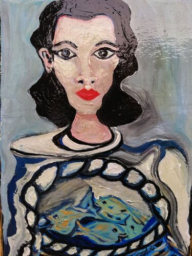 La pesciaiola di Len Vernaghi, Pittura in vendita su Singulart