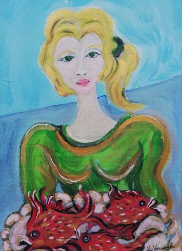 La pescivendola di Len Vernaghi, Pittura in vendita su Singulart