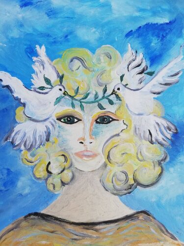 Il volto della Pace di Len Vernaghi, Pittura in vendita su Singulart
