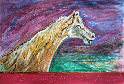 CAVALLO IN SCUDERIA di Len Vernaghi, Opera su carta in vendita su Singulart