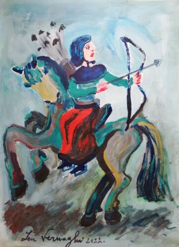 Arciere a cavallo van Len Vernaghi, Werk op papier te koop op Singulart