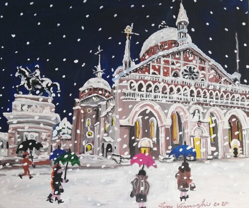 Christmas night at the Saint of Padua - Notte di Natale al Santo (Padova), Italy van Len Vernaghi, Schilderij te koop op Singulart