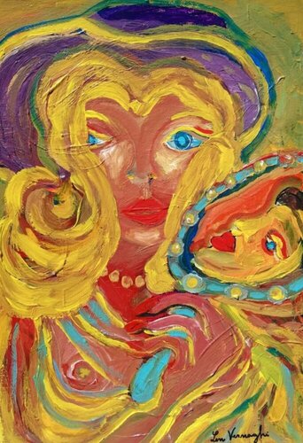 Donna allo specchio - Woman in the Mirror di Len Vernaghi, Pittura in vendita su Singulart