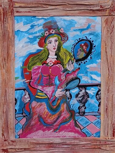 DONNA ALLO SPECCHIO di Len Vernaghi, Pittura in vendita su Singulart