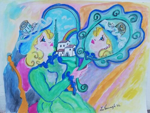 Donna allo specchio Len Vernaghi